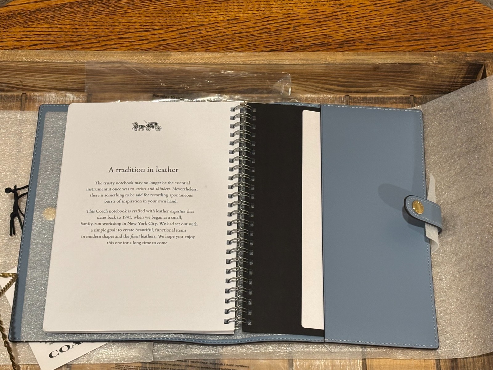 2026 Coach Notebook With Gingham Print | Blue/White CFA43 NWT