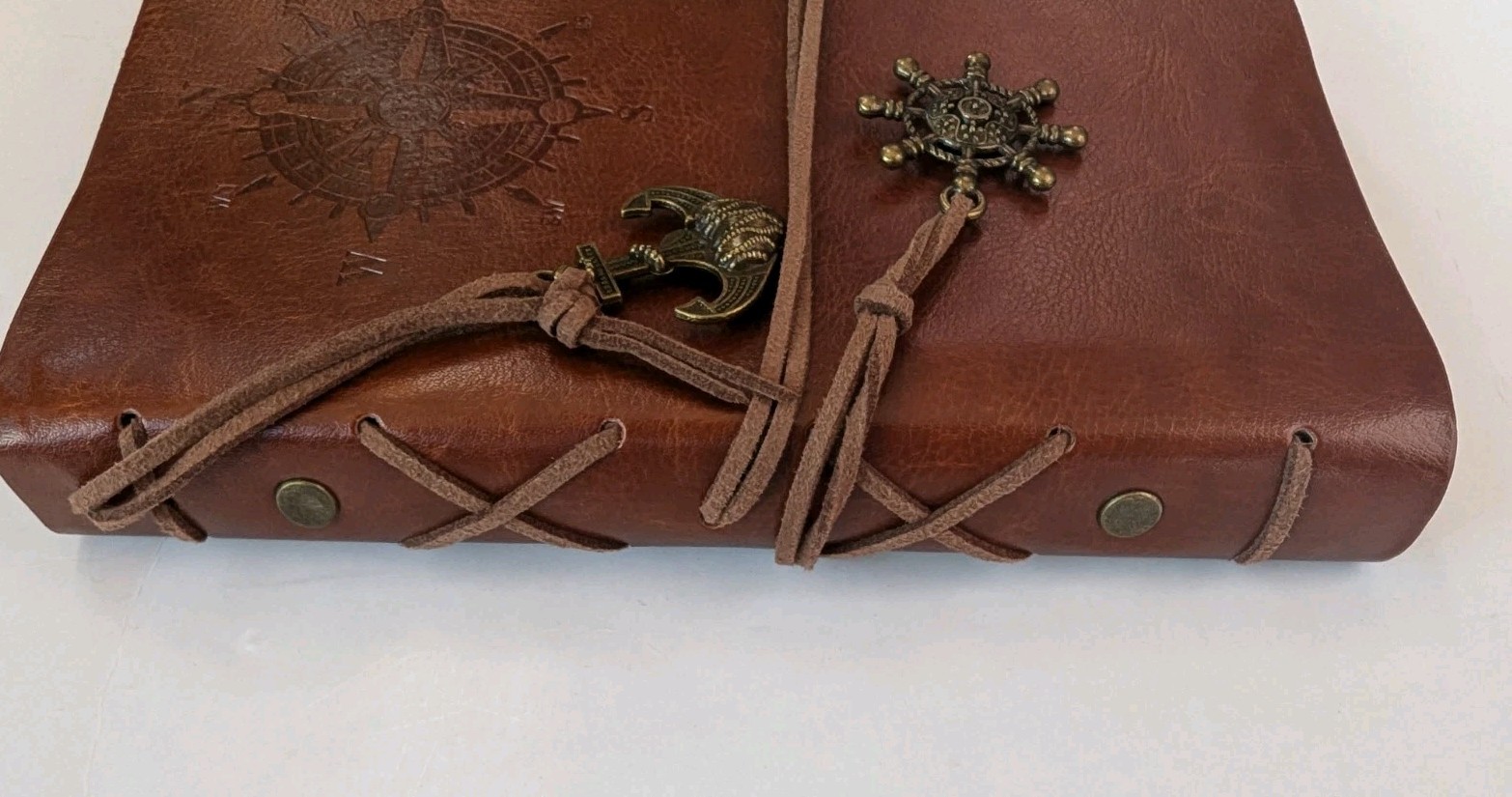 Vintage Nautical Spiral Notebook Refillable Leather Writing Journal Notebook