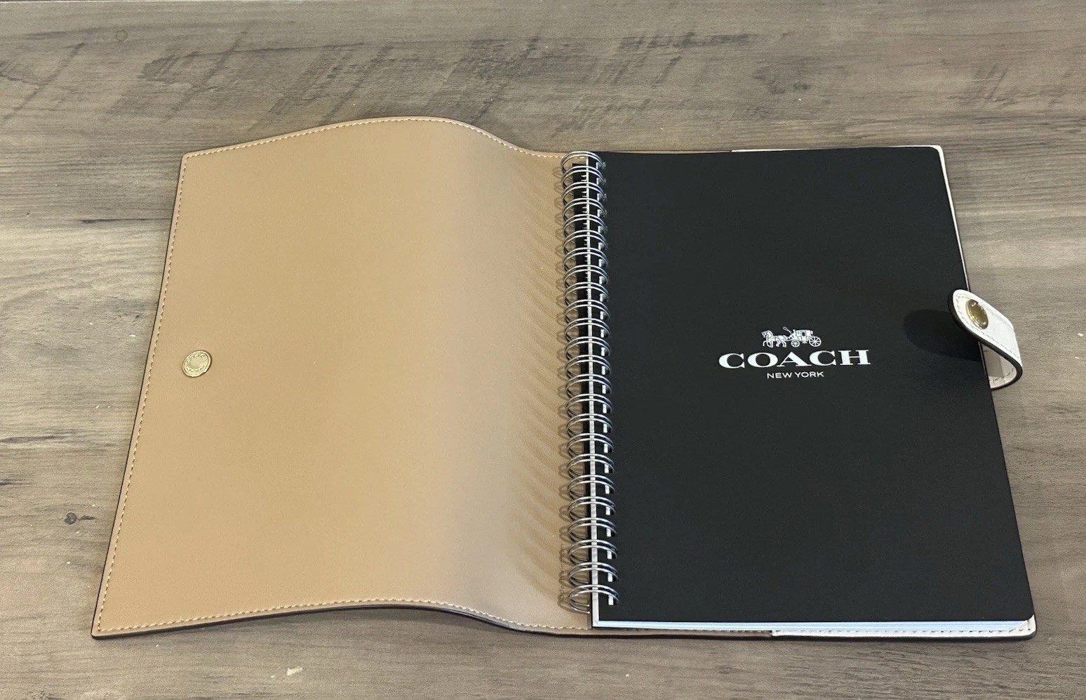 NWT Coach Notebook In Signature Canvas Smooth Leather White Chalk CZ198