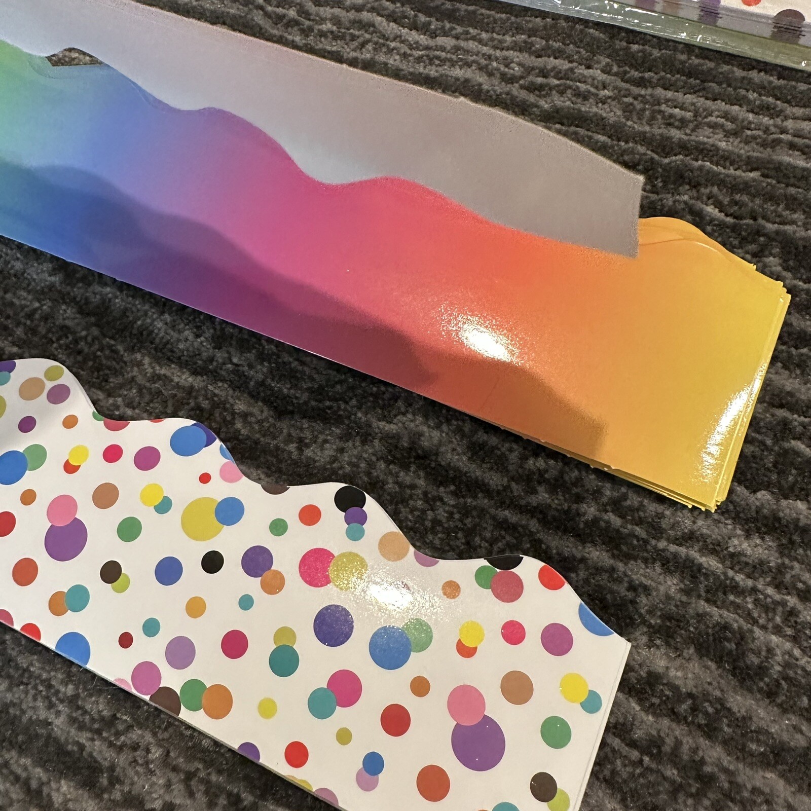 Polka Dot Bulletin Board Border Sticker & Rainbow Trim Decal Set Teacher Decor