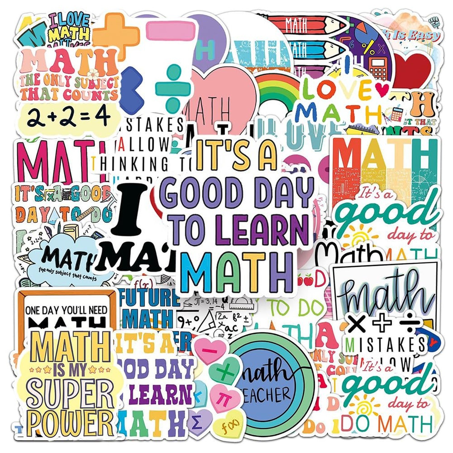 Math Stickers |50Pcs Mathematics Waterproof Vinyl Decals for Bike Water Bottl…