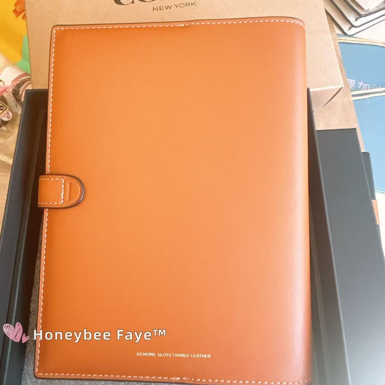 NWT Coach Notebook With Rexy CE928 smooth leather Brass Hazelnut In Box!