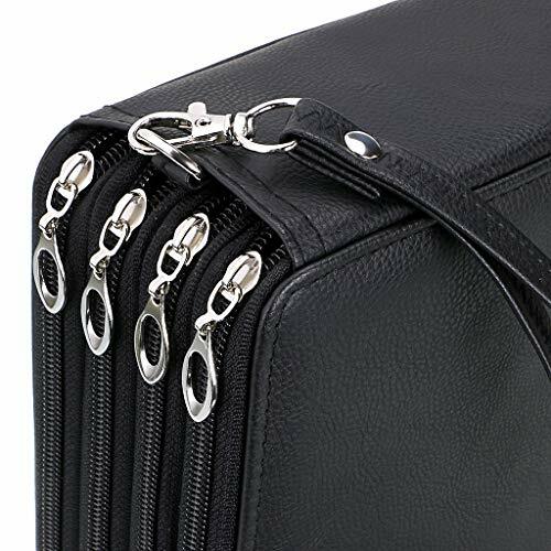 200 Slots Colored Pencil Organizer Deluxe Pu Leather Pencil Case Holder With Rem