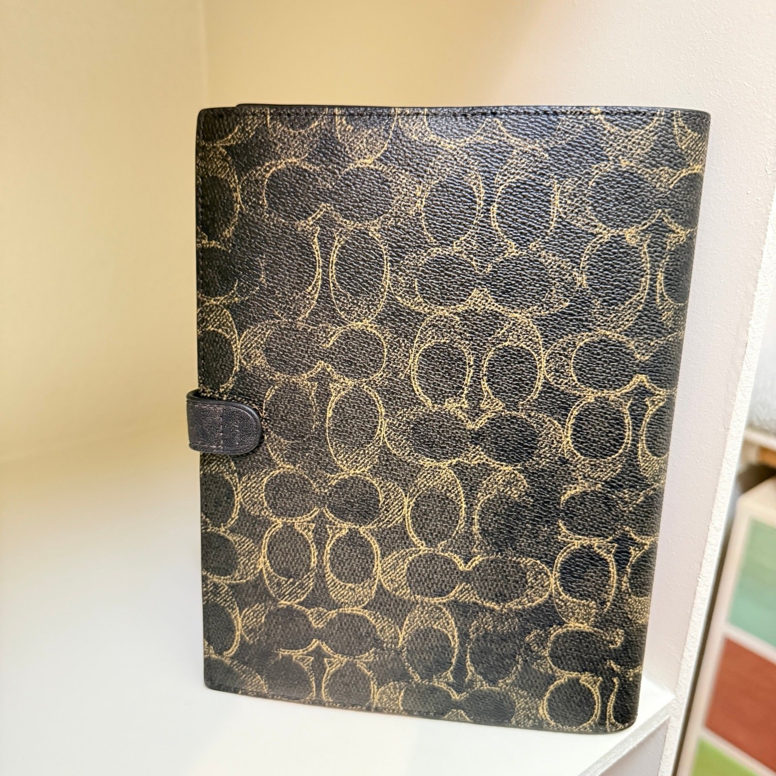 Coach Notebook In Signature Canvas Gold/Brown CDC99 NWT