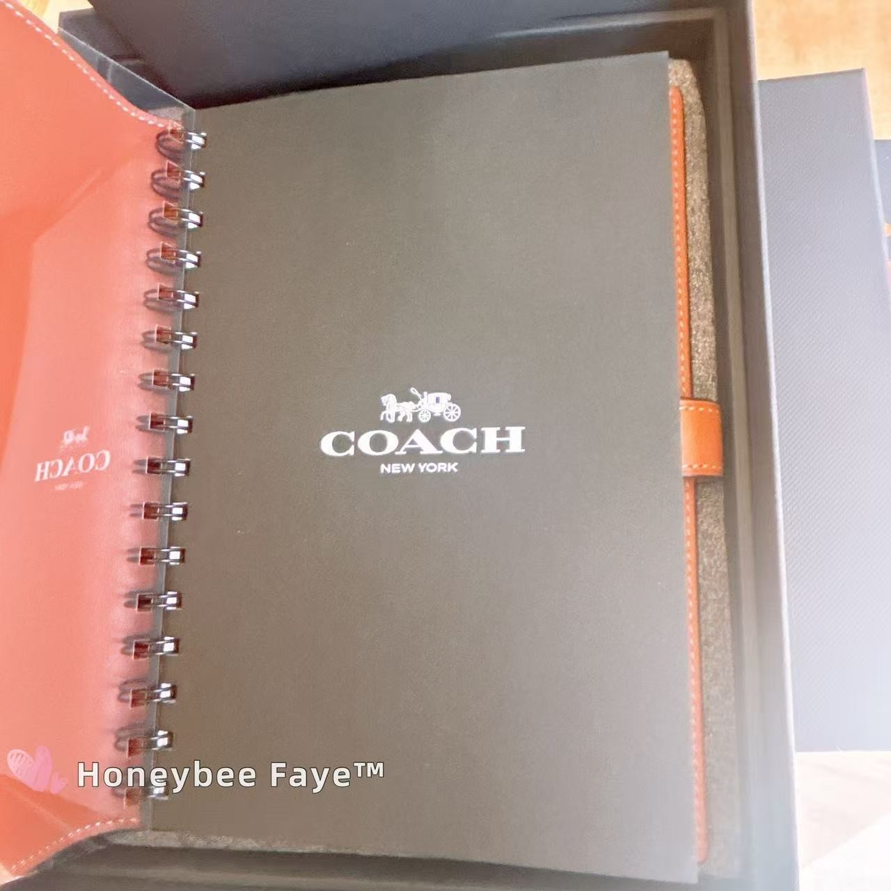 NWT Coach Notebook With Rexy CE928 smooth leather Brass Hazelnut In Box!