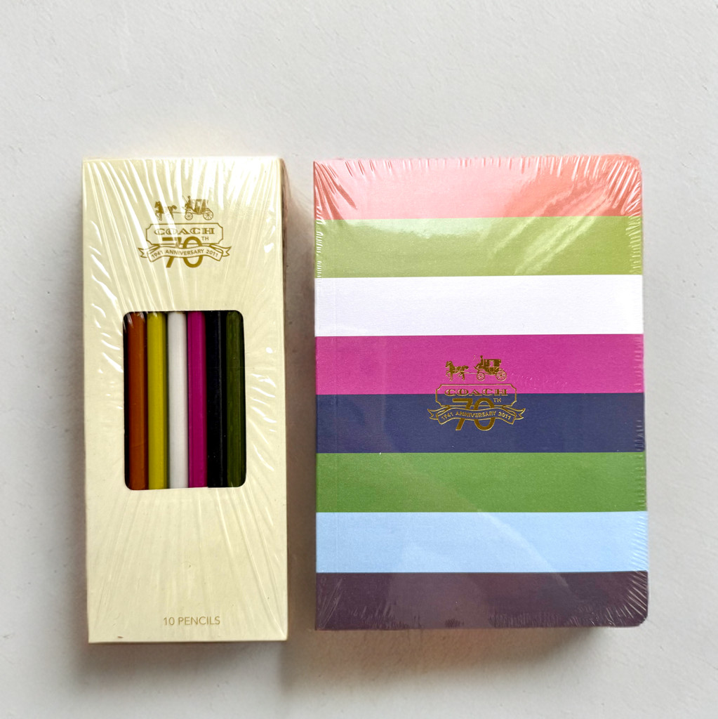 Coach Legacy 70th Anniversary Striped Notebook Set (2) and Pencil Set (10)