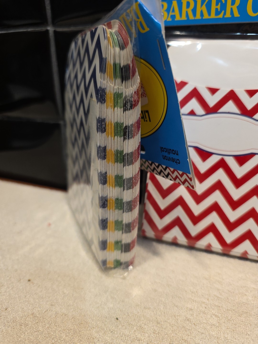 Lot Of 3 30-Packs Barker Creek Nautical Chevron Library Pockets Peel & Stick NEW