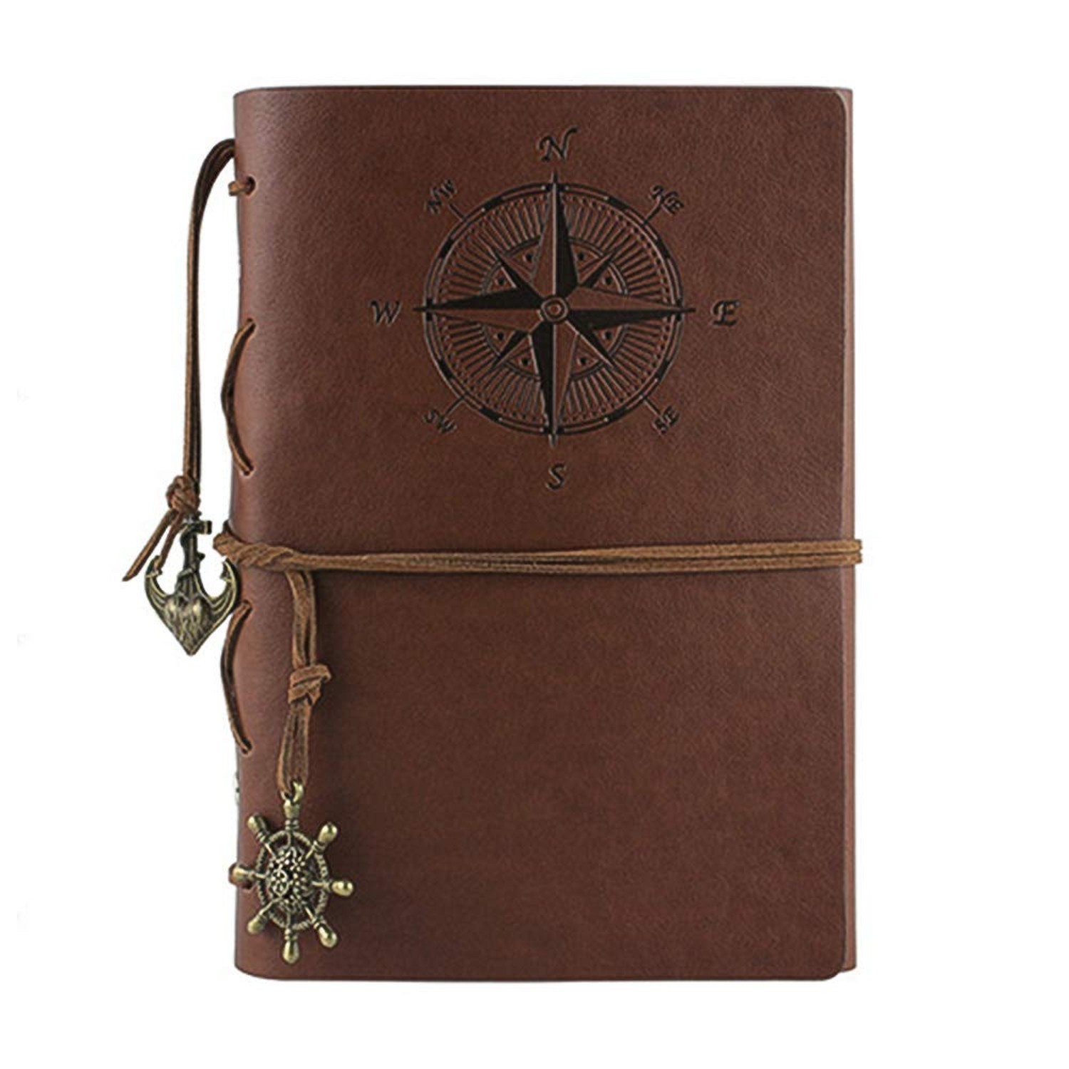 Leather Writing Journal Notebook, Vintage Nautical Spiral Notebook Refillable…
