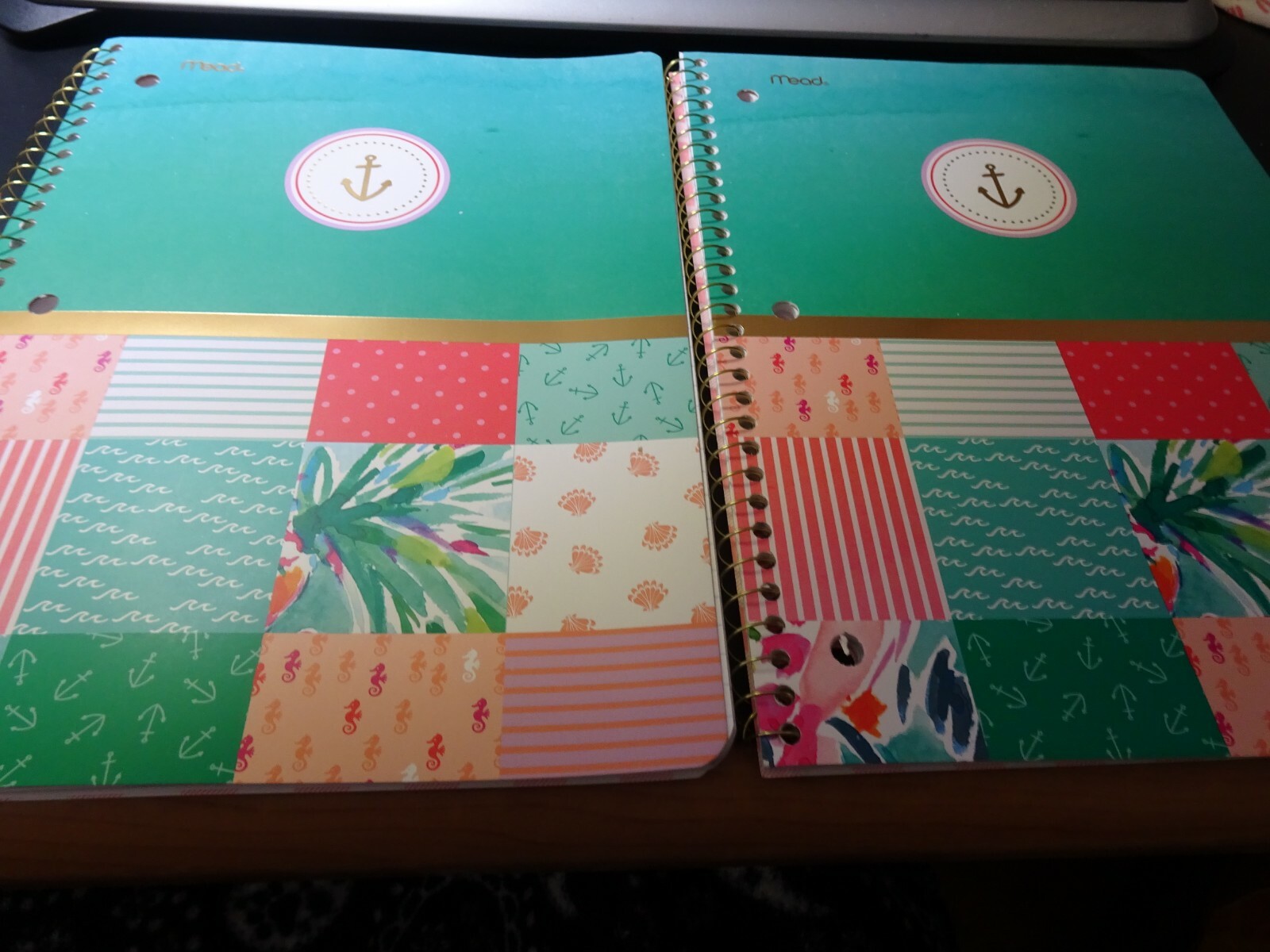 Mead Beautiful Sail Away Spiral Notebooks, 2-Pk, College Ruled, 10-1/2&Prime; x 7-1/2&Prime;