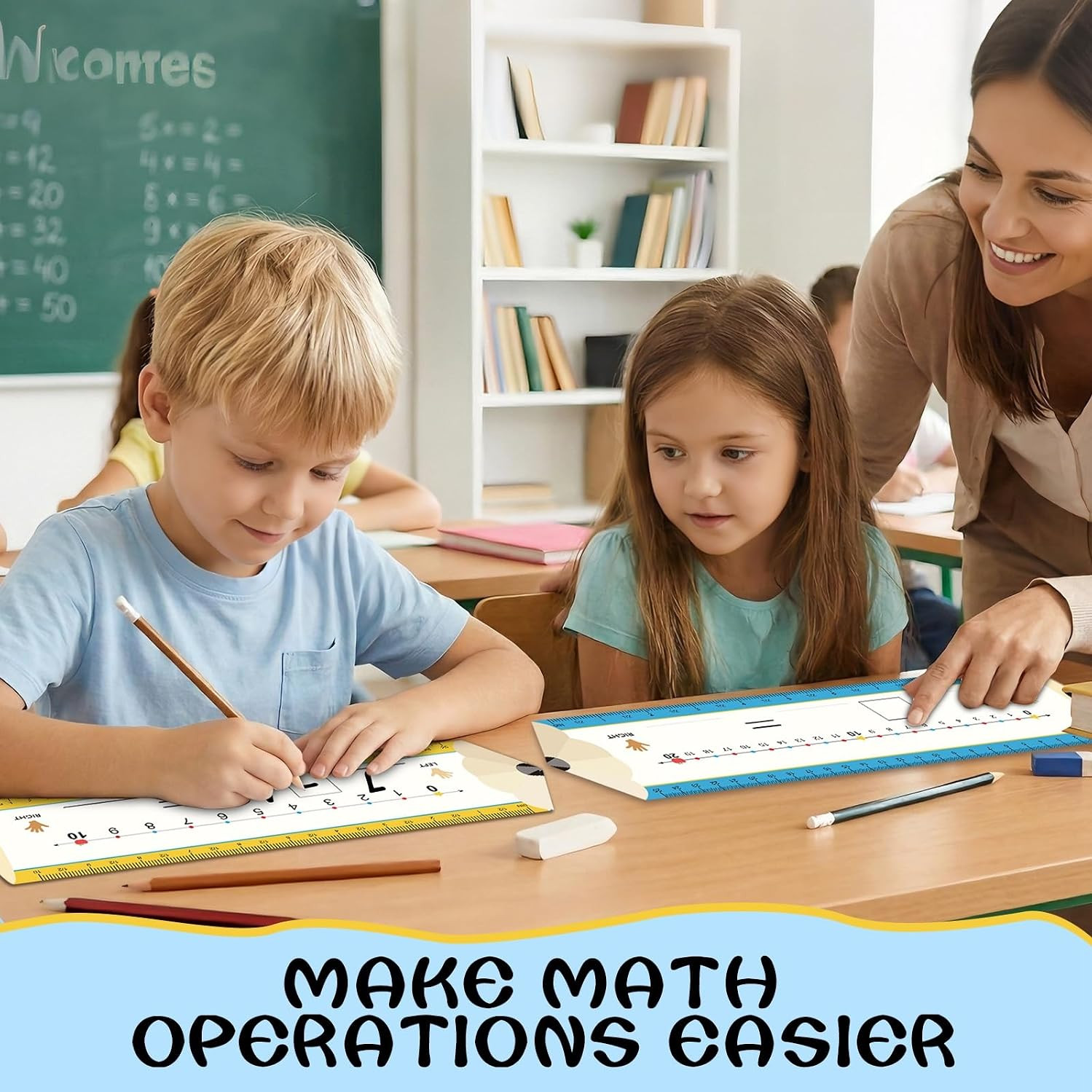 30Pcs Pencil Number Lines, Double Sided Number Lines for Students, 12x4Inch