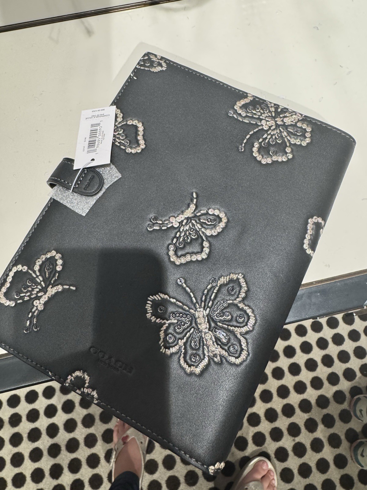Coach Butterfly Black Leather Notebook NWT 2025 Silver Embossed CCF42 Sold Out