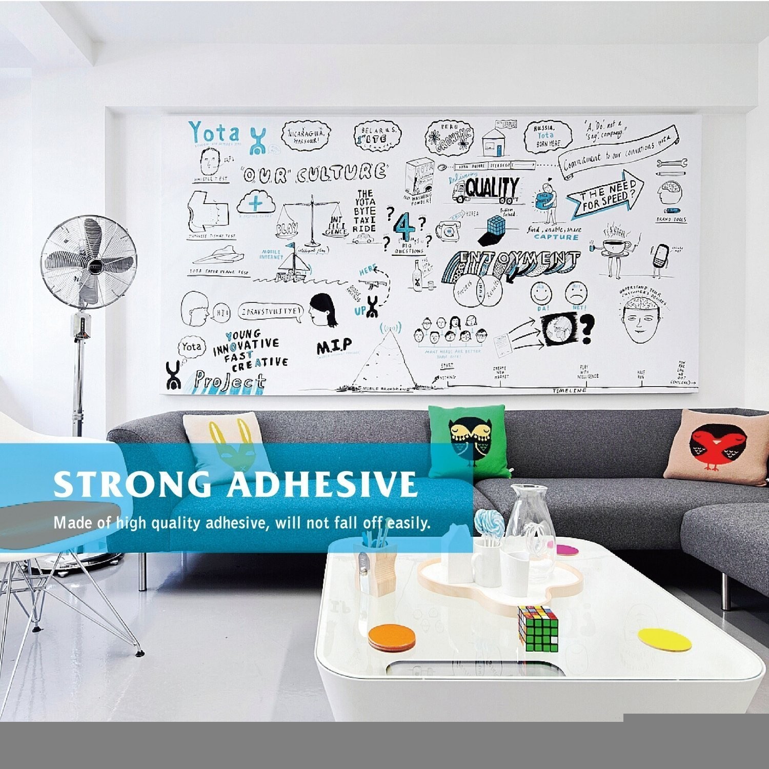 Self-Adhesive Whiteboard Wall Decal Sticker, 17.7&Prime; X 78.7&Prime; Extra Large Strong…