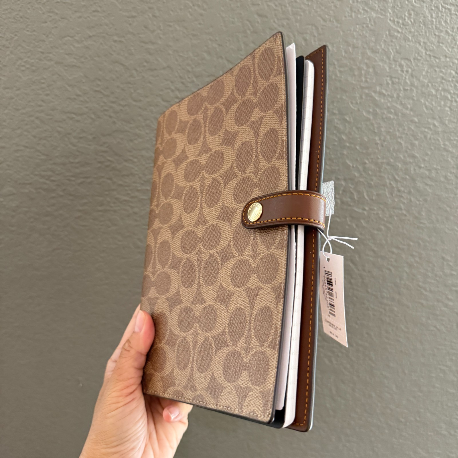 Coach Notebook In Signature Canvas CZ198 Gold/Tan/Brown