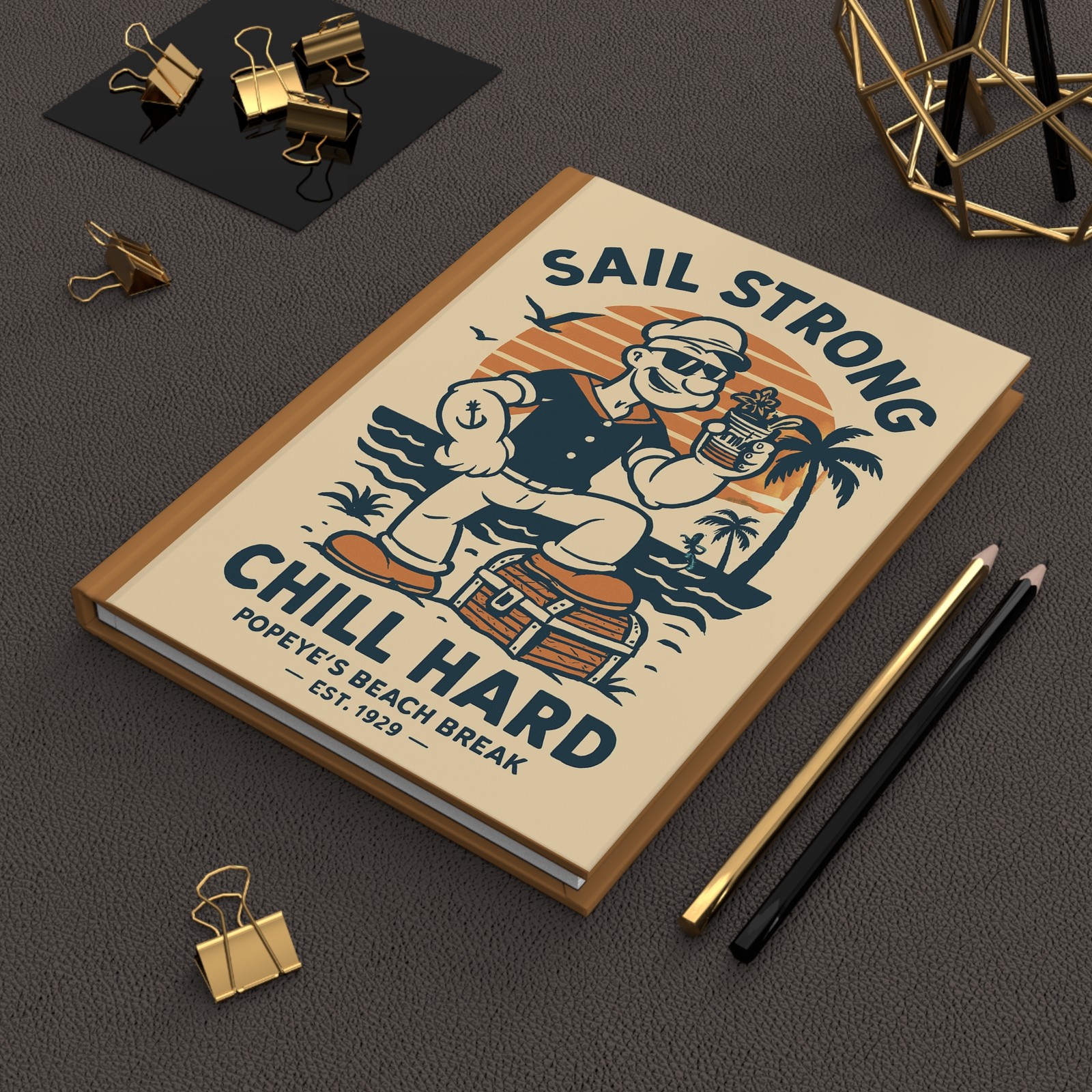Popeye-Inspired Hardcover Journal, Nautical Journal, Sailor Notebook