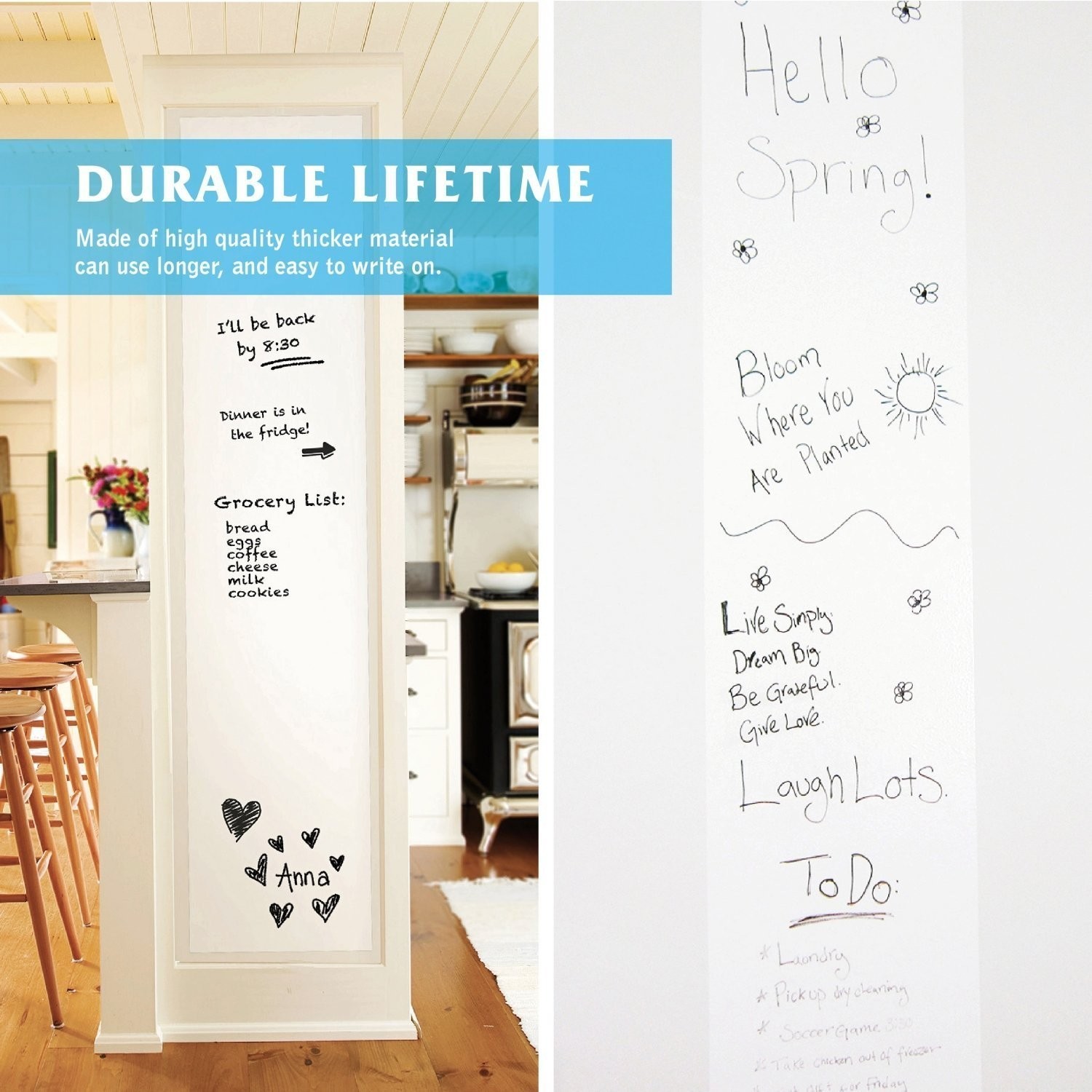Self-Adhesive Whiteboard Wall Decal Sticker, 17.7&Prime; X 78.7&Prime; Extra Large Strong…