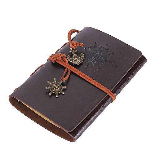 Leather Writing Journal Notebook, EvZ 7 Inches Vintage Nautical Spiral Blank