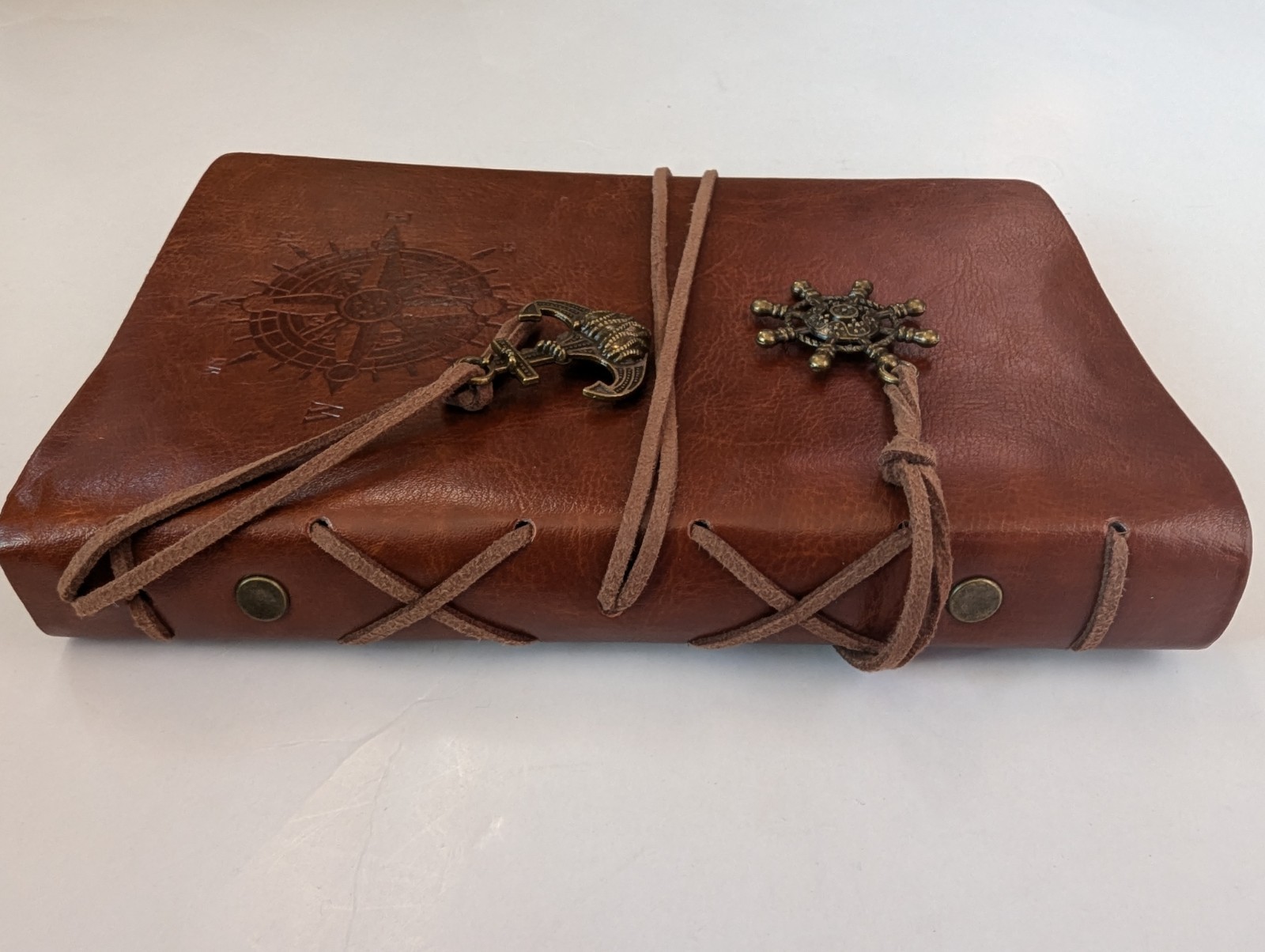 Vintage Nautical Spiral Notebook Refillable Leather Writing Journal Notebook