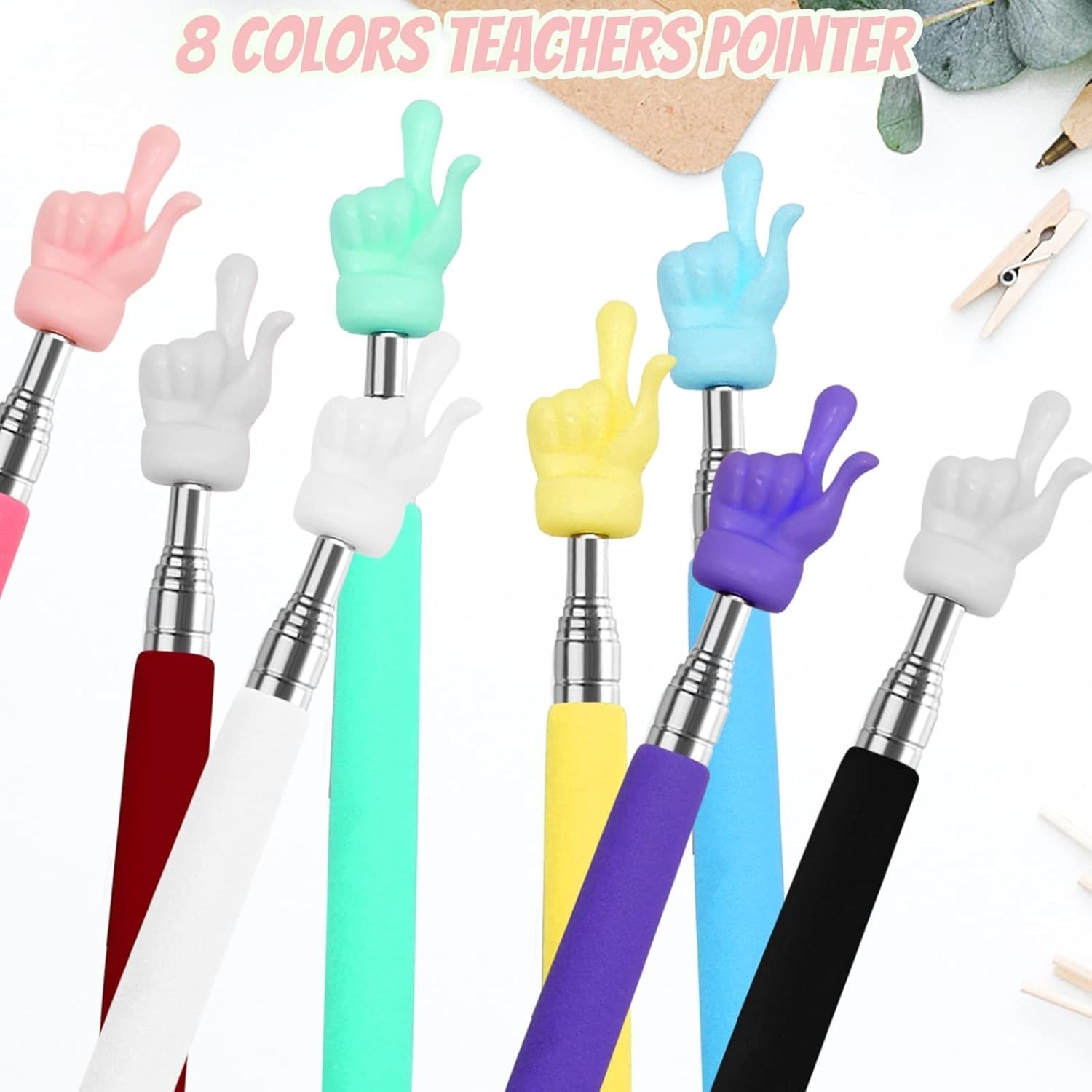 Multi-Color 8Pcs Classroom Pointer Set – Fun Learning Tools for Teachers