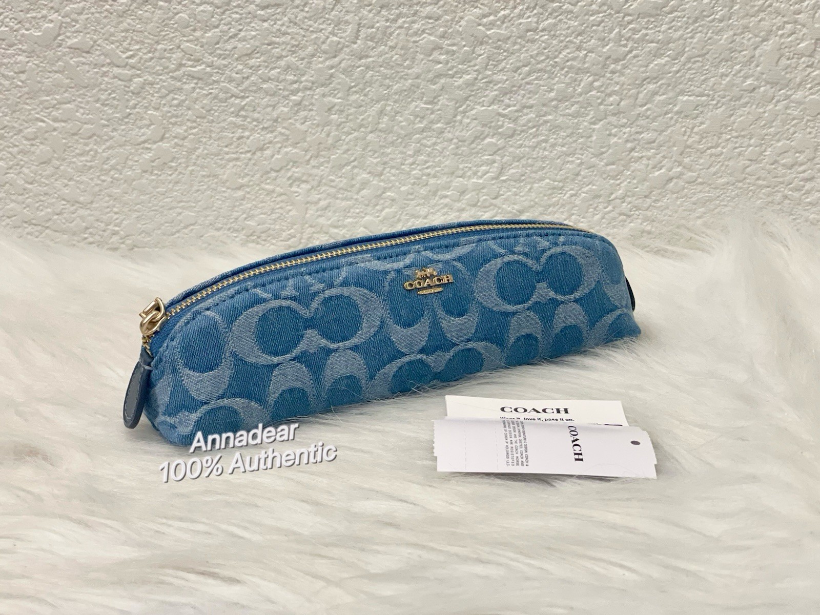 Coach Pencil Case In Signature Denim CDC10 NWT Color: IM/INDIGO