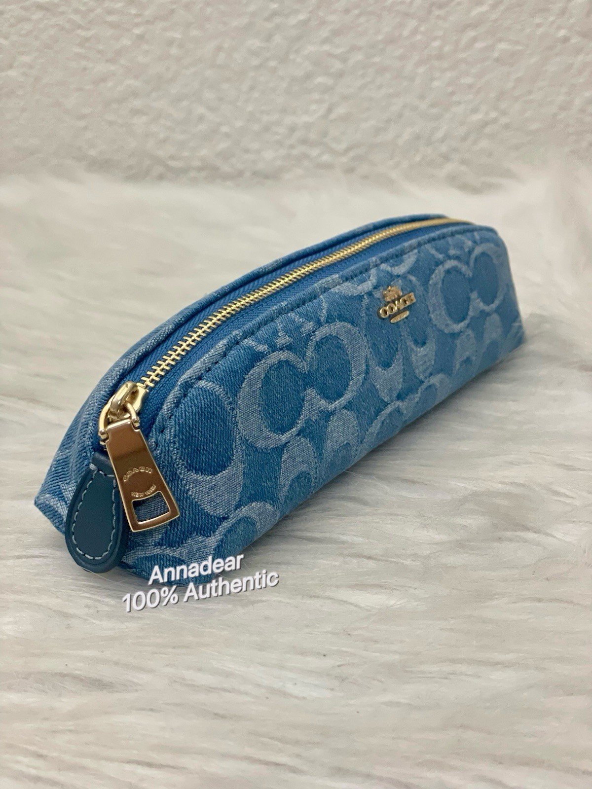 Coach Pencil Case In Signature Denim CDC10 NWT Color: IM/INDIGO