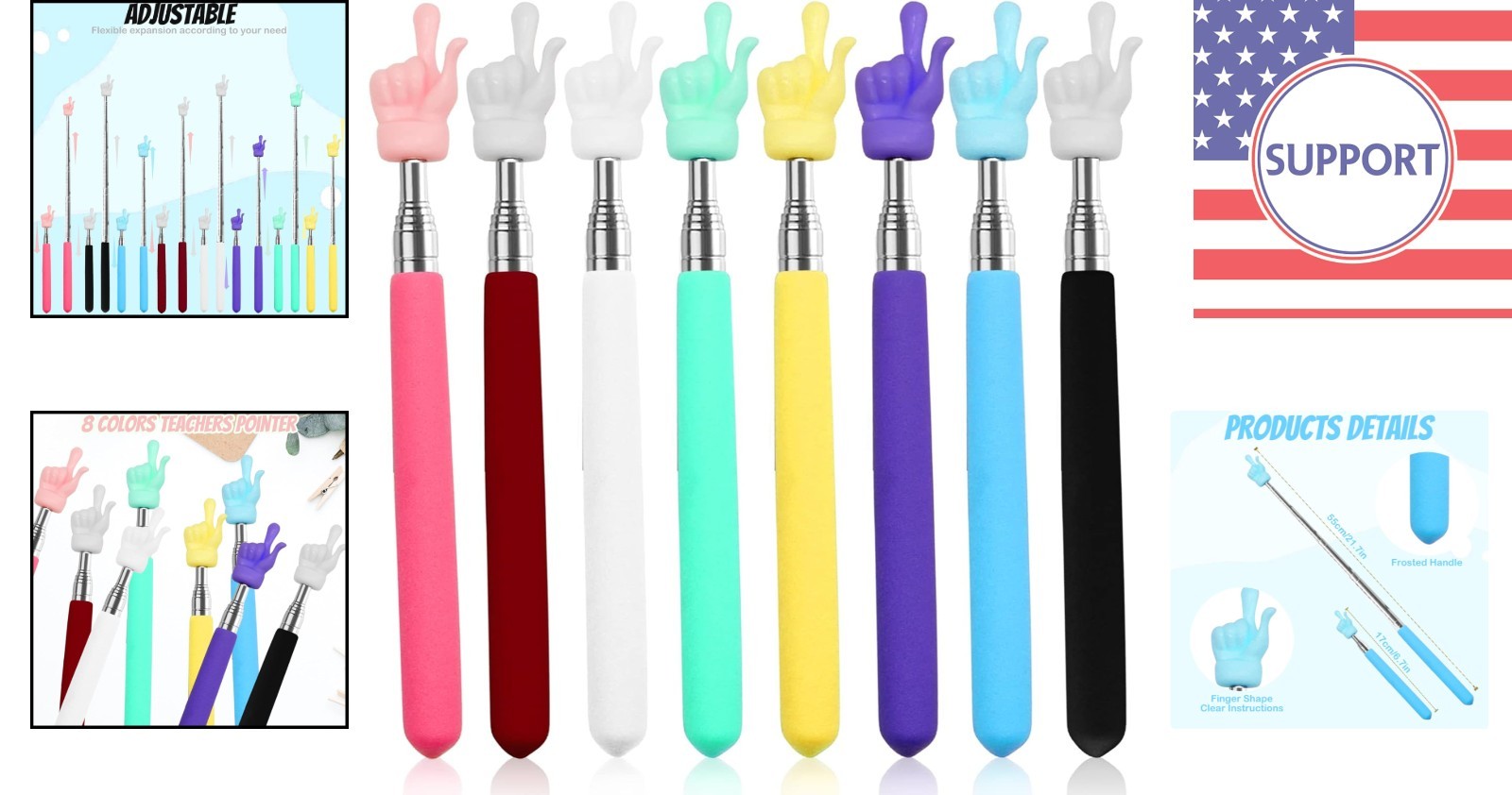 Multi-Color 8Pcs Classroom Pointer Set – Fun Learning Tools for Teachers