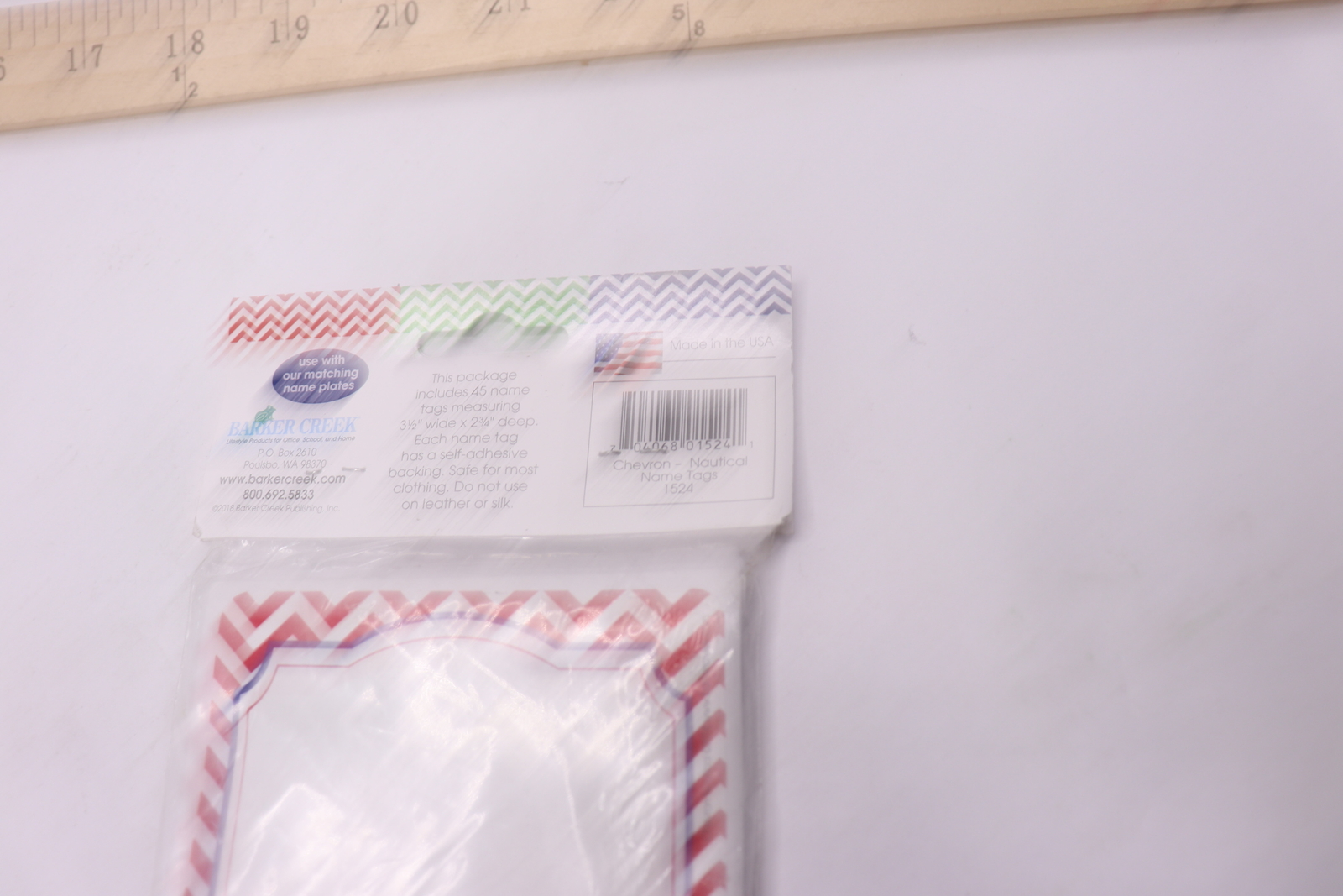 (45-Pk) Barker Creek Nautical Chevron Name Badges 3-1/2&Prime; W x 2-3/4&Prime; D 1524