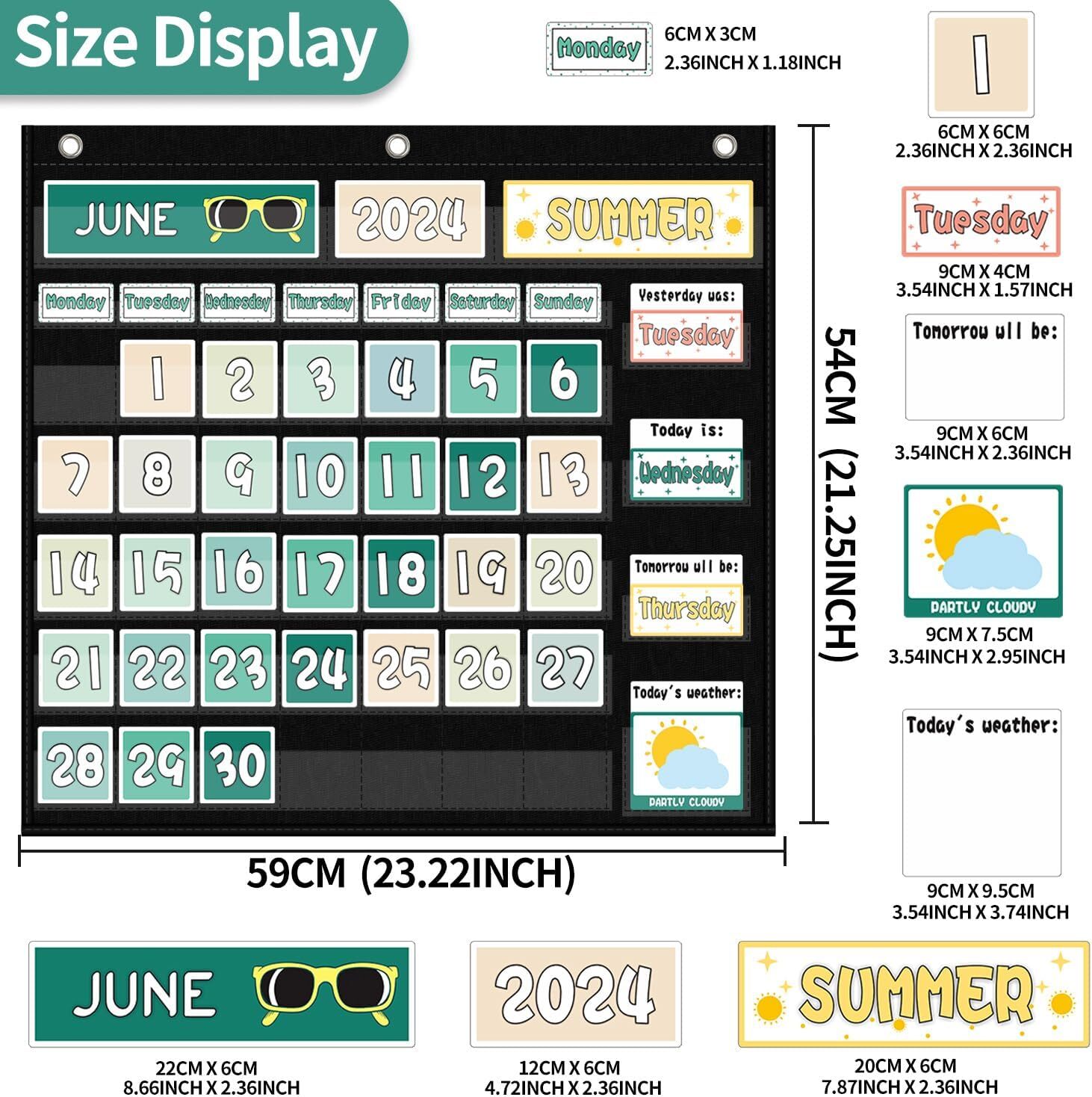 Classroom Calendar Pocket Chart Display And Weather Station Set-Groovy Classr…