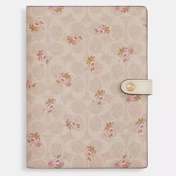 NWT Coach Notebook Gold/Sand Multi With Floral Print CAO58