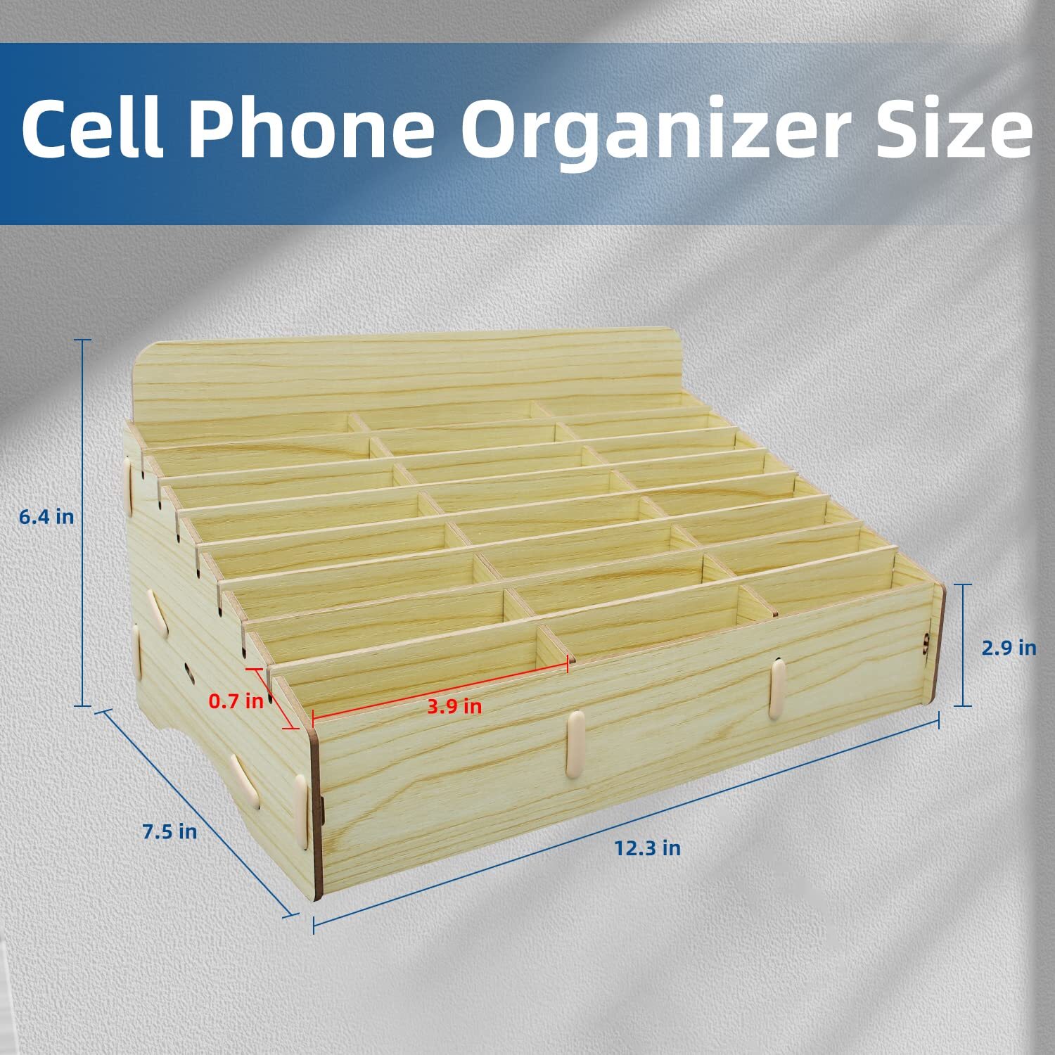 24 Grids Cell Phone Holder Classroom Pocket Chart Organizerwooden Storage Box Ph