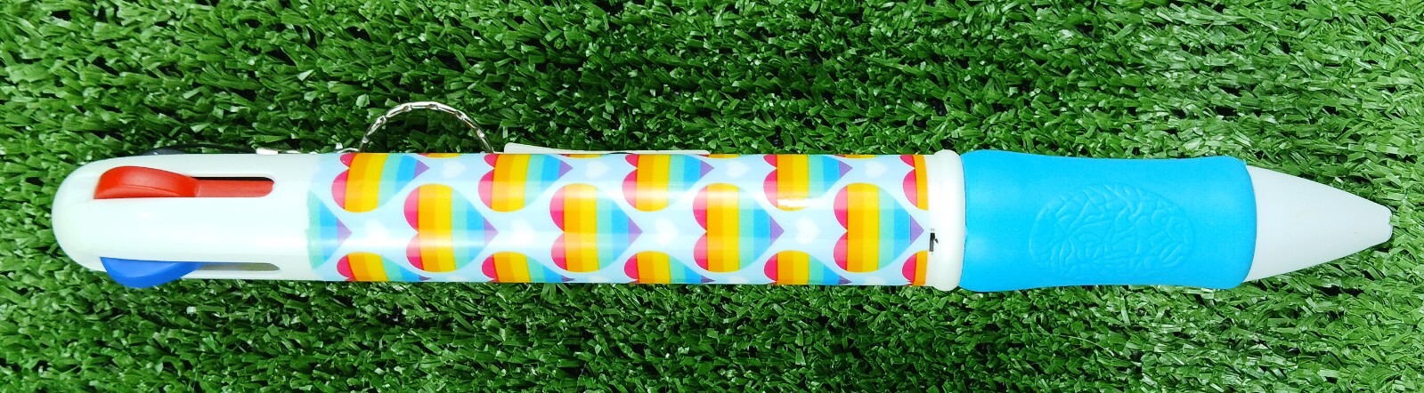 Jumbo Rainbow Hearts Multi color Ink Pen 4 colors Key Ring Heart Blue Colorful