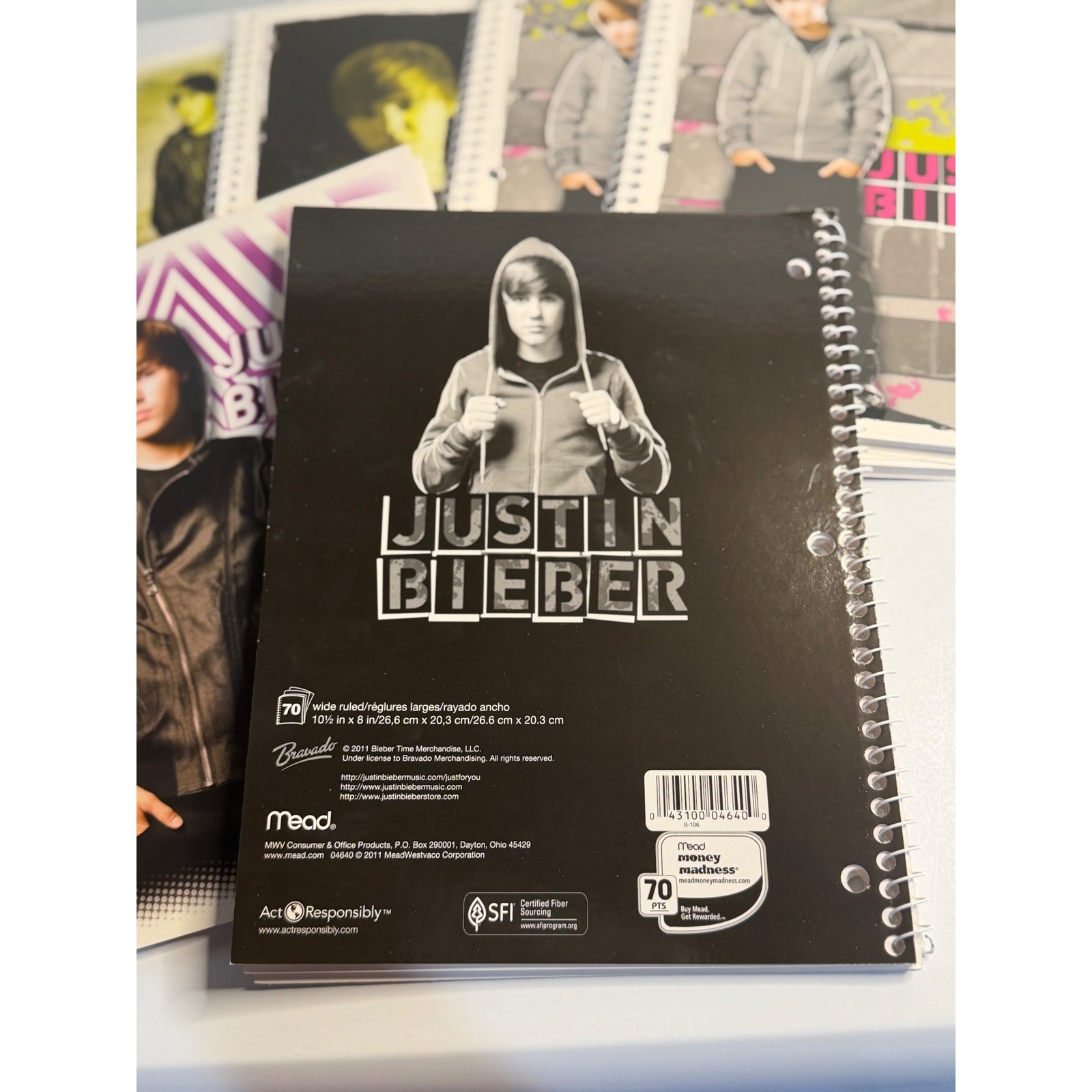 VTG Mead Justin Bieber Spiral Notebook Multi Color 2000s Y2K Pop Star Stationery