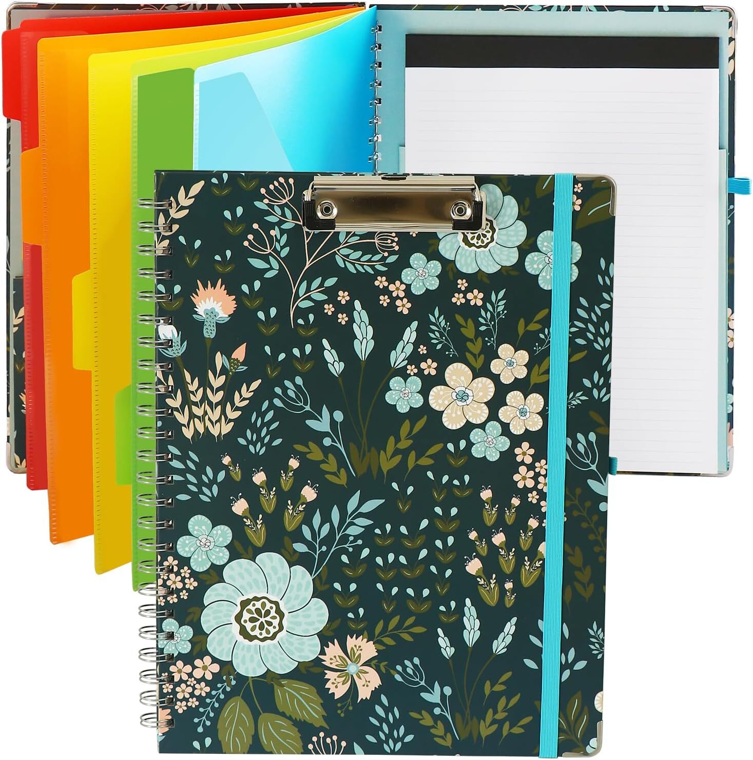 Clipboard Folio Spiral Folder Board5 Extra Folders with 10 Storage PocketsRef…