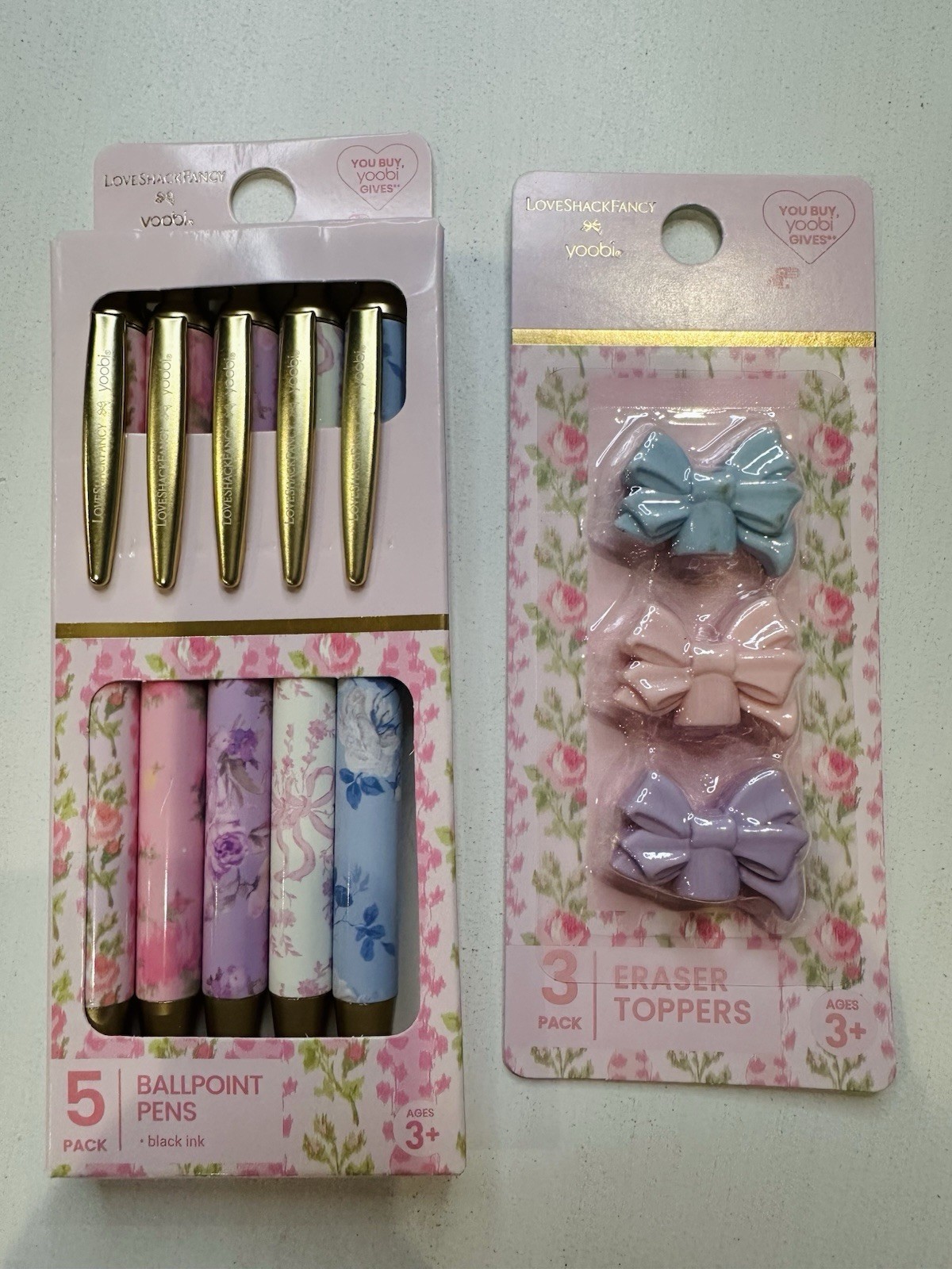 LoveShackFancy x Yoobi 19 Pc School Supply Mega Lot Pink Blue Floral NEW