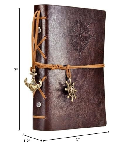 Leather Writing Journal Notebook, EvZ 7 Inches Vintage Nautical Spiral Blank