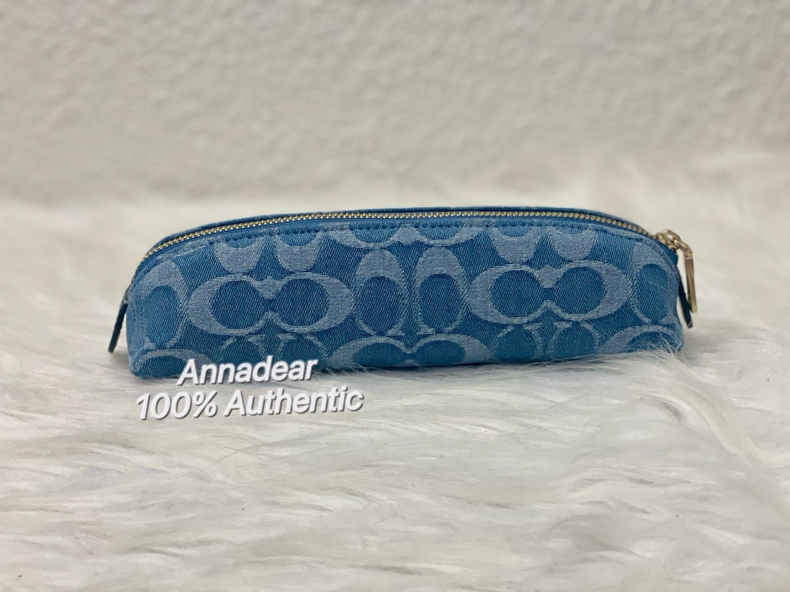 Coach Pencil Case In Signature Denim CDC10 NWT Color: IM/INDIGO