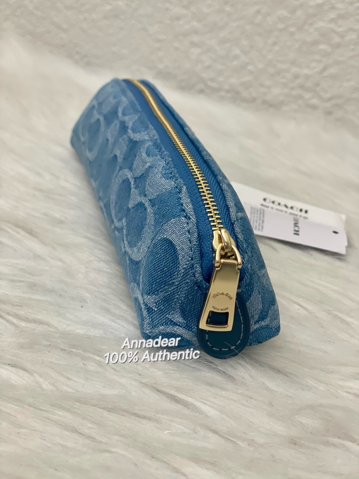 Coach Pencil Case In Signature Denim CDC10 NWT Color: IM/INDIGO