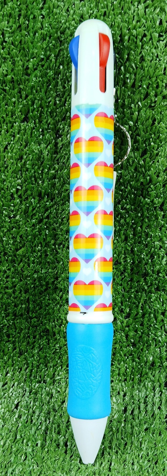 Jumbo Rainbow Hearts Multi color Ink Pen 4 colors Key Ring Heart Blue Colorful