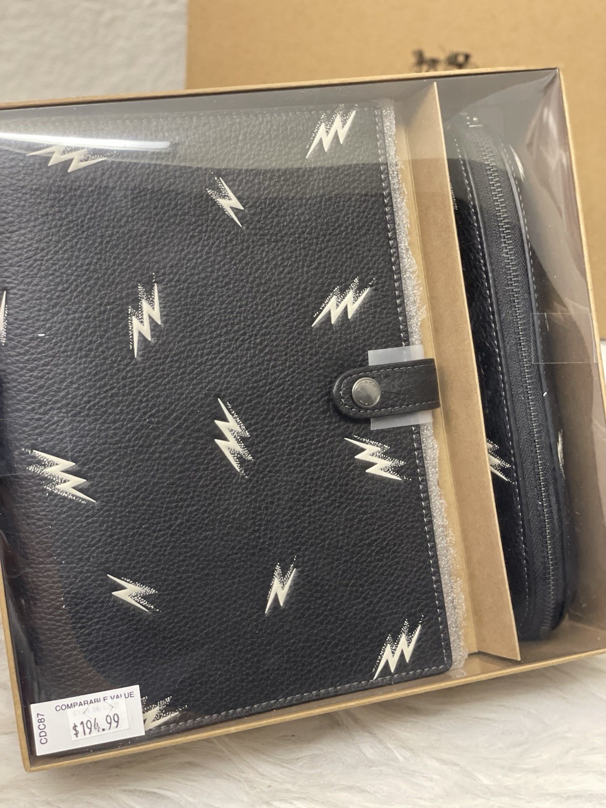 NWB Coach Boxed Notebook And Pencil Case Set With Lightning Bolt Print CDC87