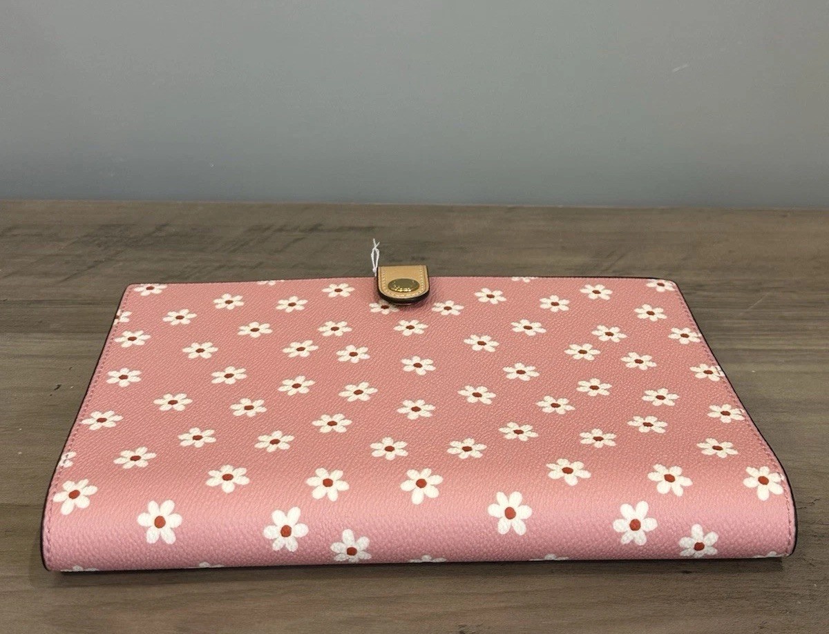 Coach Notebook With Pink Floral Print CFA42 In Gold/Pink Multi NEW