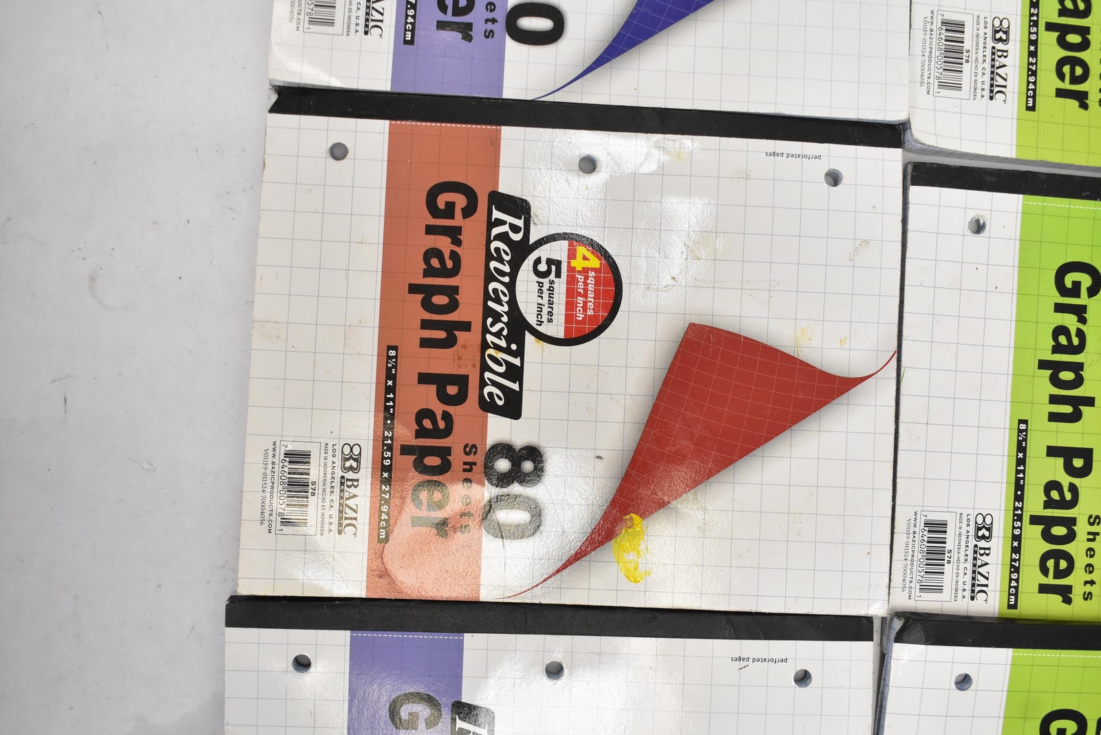 Bazic Reversible Graph Paper Pads Lot Of 9 Multi-Color 80 Sheets School