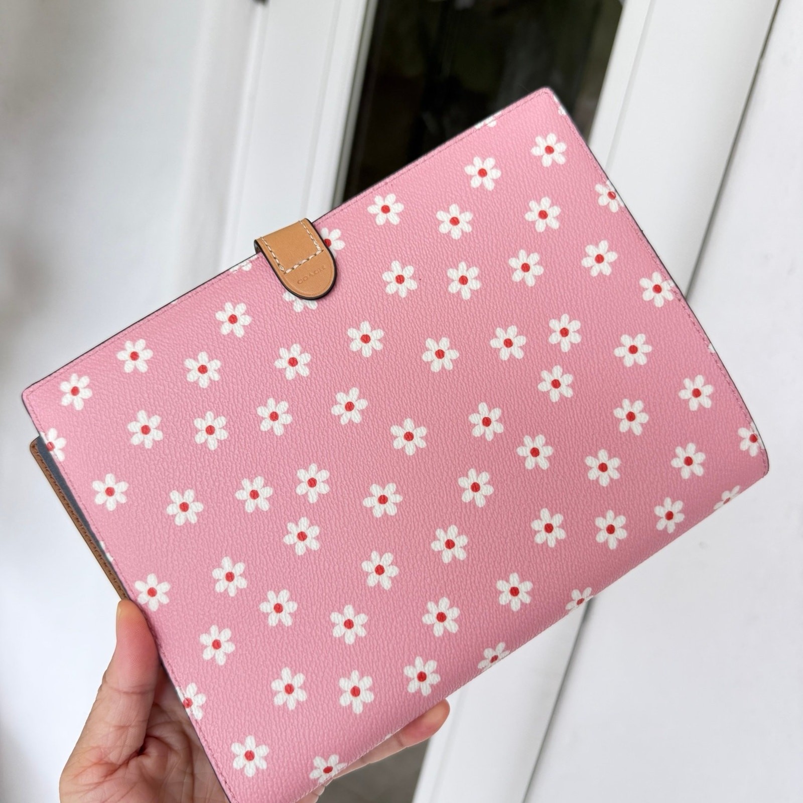 Coach Notebook With Floral Print CFA42 Gold/Pink Multi