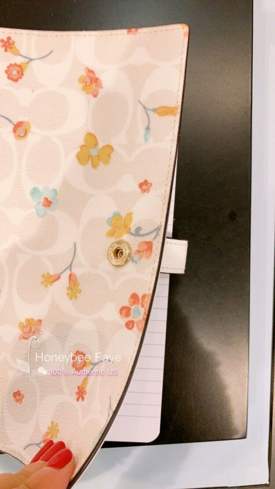 NWT Coach Notebook In Signature Canvas With Mystical Floral/Stripe Heart Print