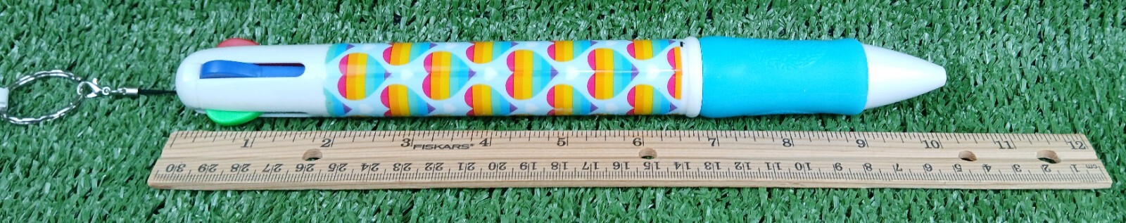 Jumbo Rainbow Hearts Multi color Ink Pen 4 colors Key Ring Heart Blue Colorful