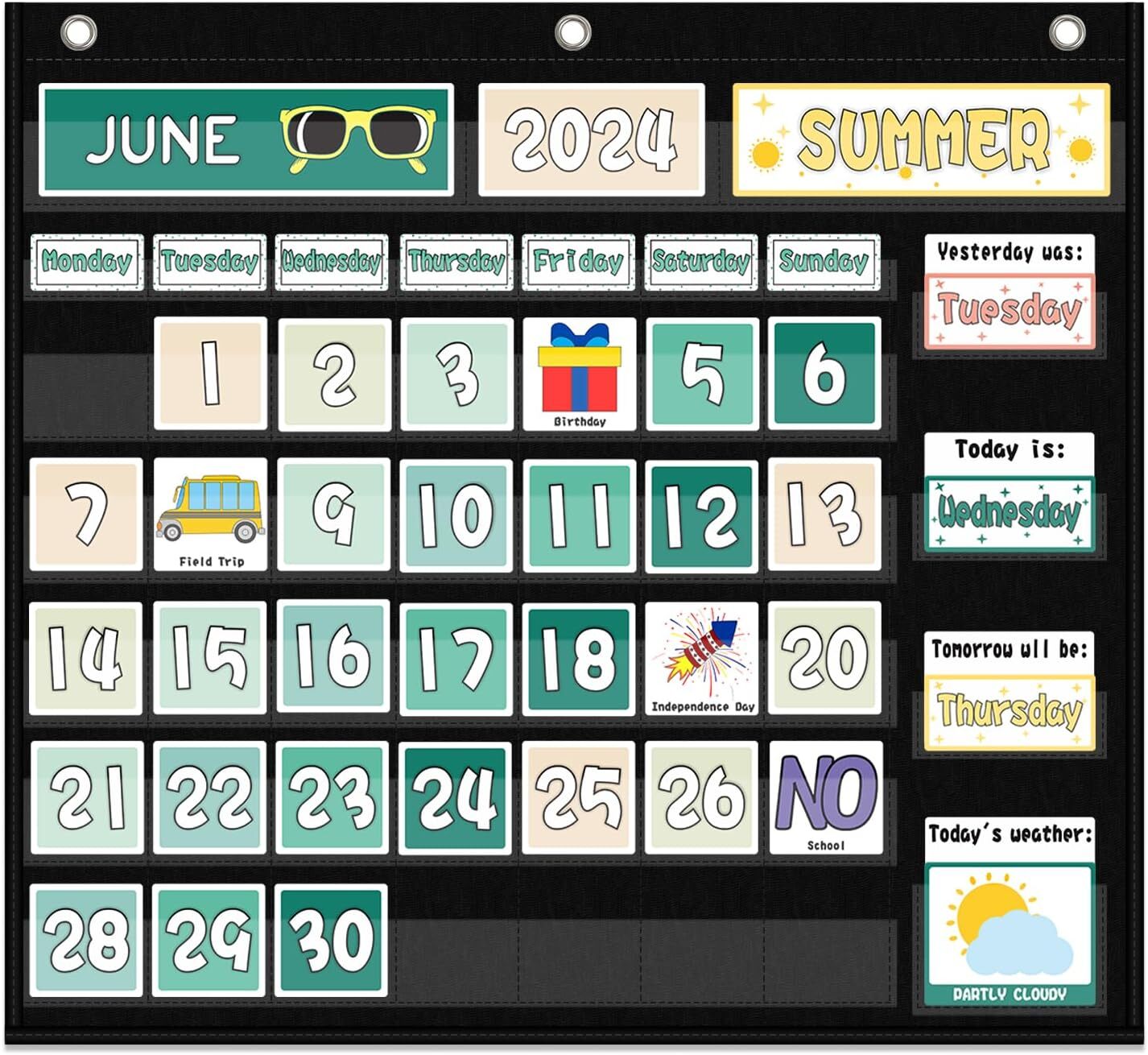 Classroom Calendar Pocket Chart Display And Weather Station Set-Groovy Classr…