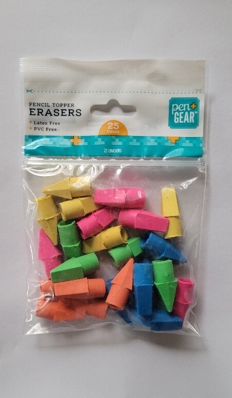 Pencil Topper Erasers – Multi Color (L3) 25 Count – Free Shipping