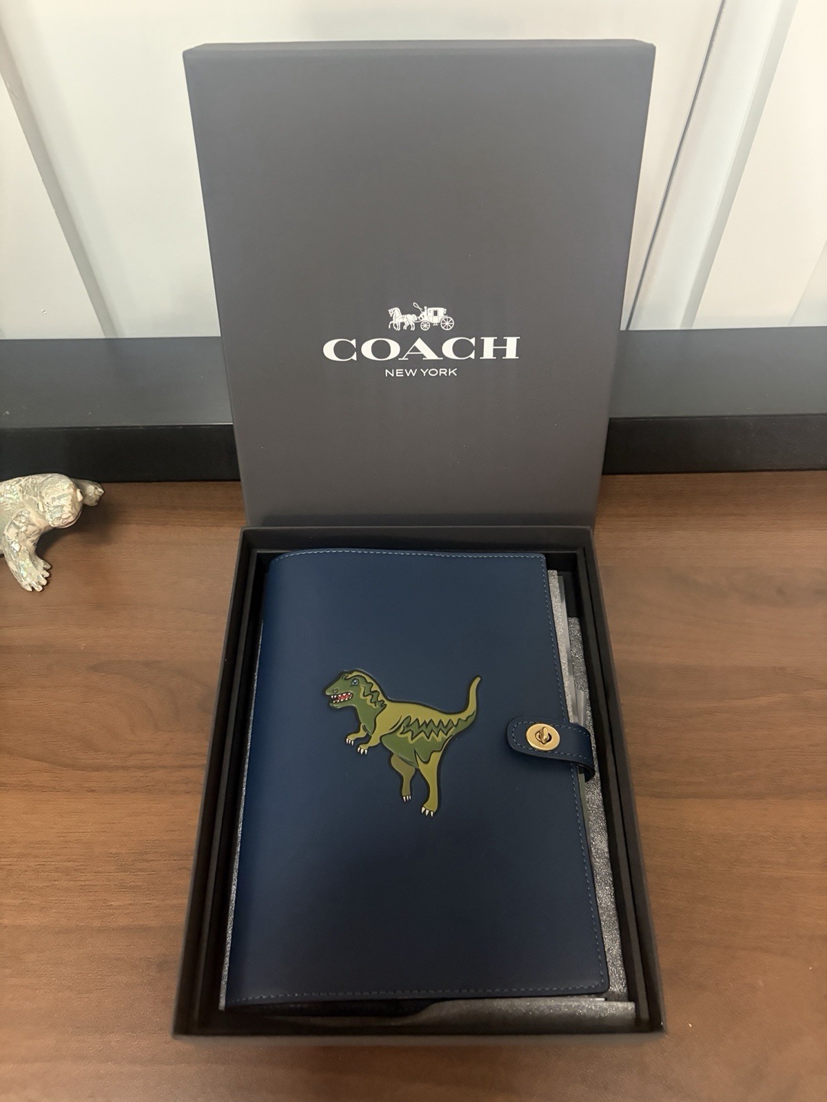 NWT Coach Notebook With Rexy CE928 Brass/Navy Multi In Box!