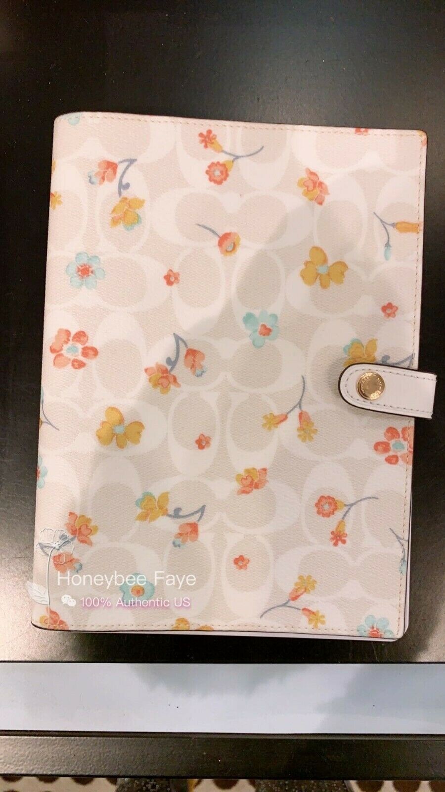 NWT Coach Notebook In Signature Canvas With Mystical Floral/Stripe Heart Print