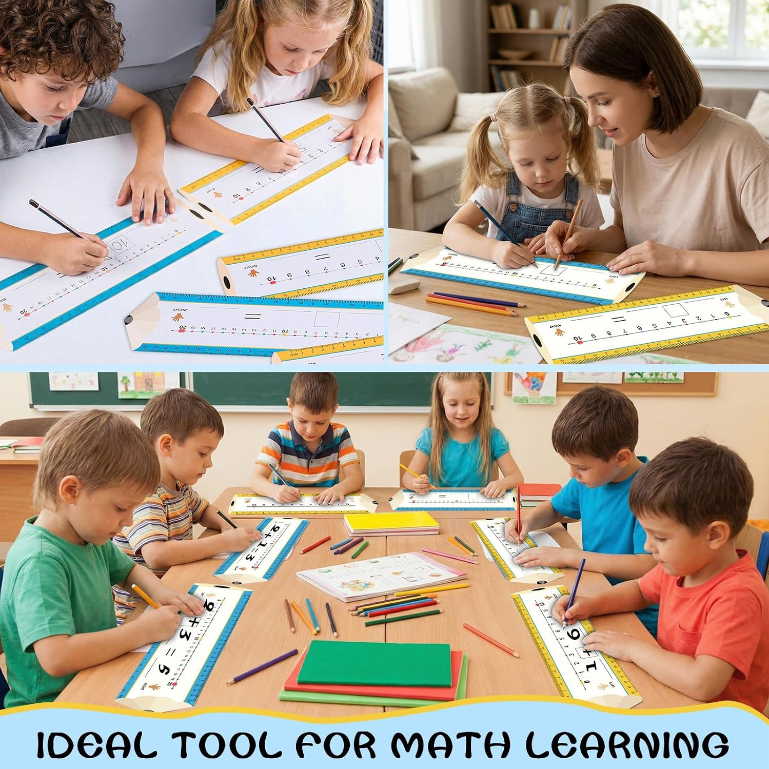 30Pcs Pencil Number Lines, Double Sided Number Lines for Students, 12x4Inch