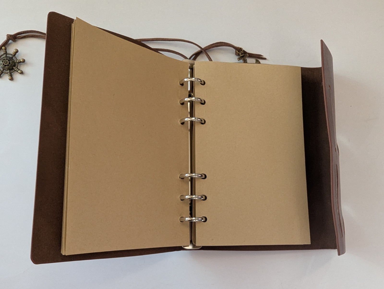 Vintage Nautical Spiral Notebook Refillable Leather Writing Journal Notebook