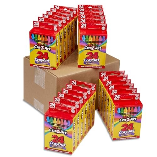 Cra-Z-Art Crayons, Bulk Pack, 24 Count, 24 24 Count (Pack of 24), Multi-color